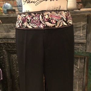 GUESS Black Boot Leg Pants with Low-Rise Embroidered Waist Like New